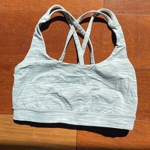 Lululemon Energy Bra, Grey and White, Size 4